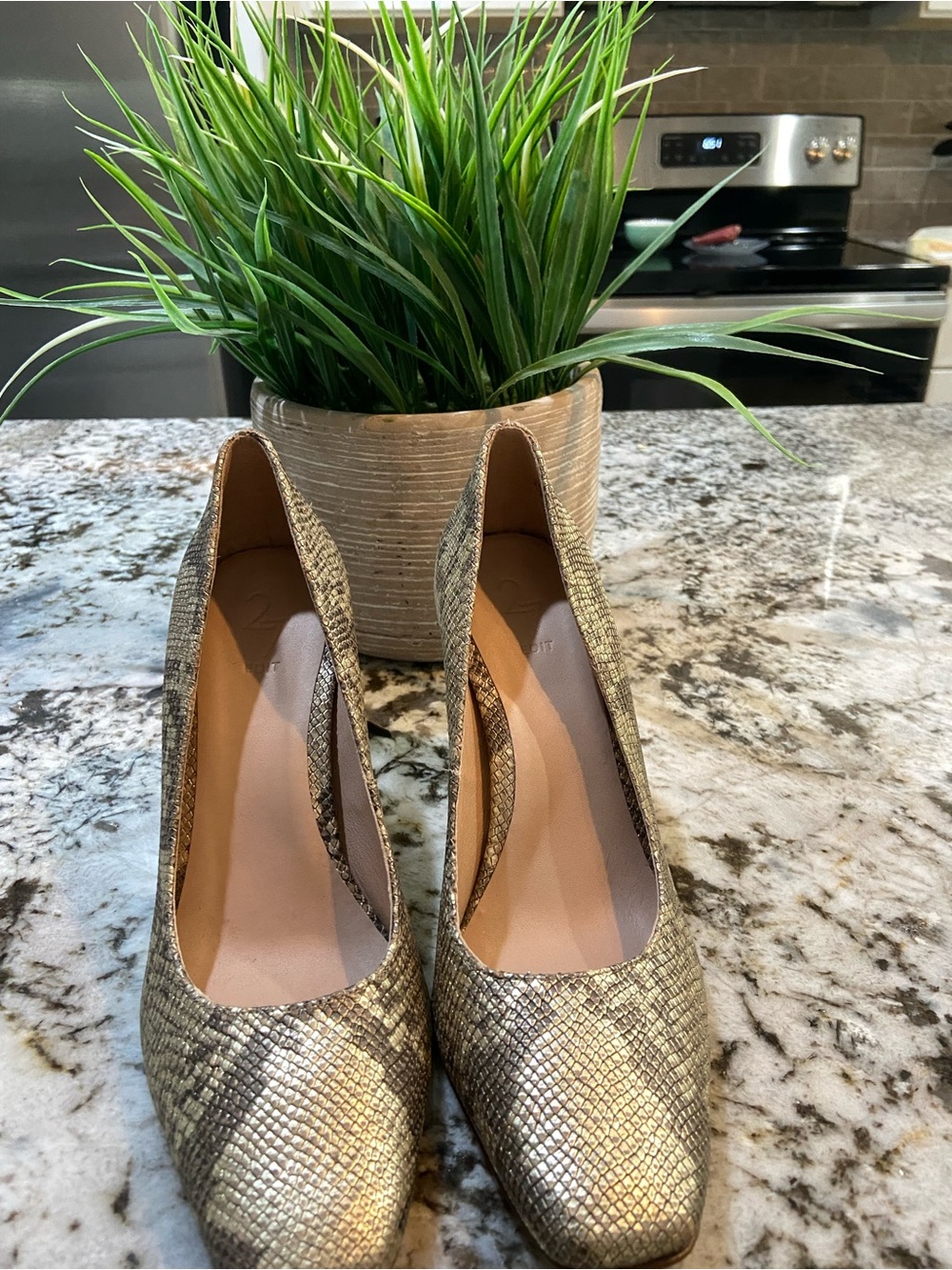 27 EDIT snake print heels
